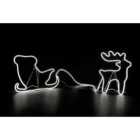SHATCHI Reindeer with Sleigh Neon Effect Rope Light Silhouette Double Side 90 Cool White LEDs