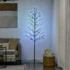 HOMCOM 6ft Artificial Tree Light with 180 Colour LED Light for Home Party, Indoor and Covered Outdoor Use