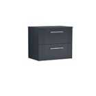 Nuie Deco Wall Hung 2 Drawer Vanity & Worktop - Satin Anthracite