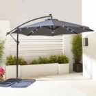 Neo 3M Grey Outdoor Freestanding Parasol with Led Lights With Water Base