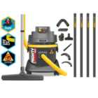 V-TUF MIGHTY HSV- 21L M-Class 230V Industrial Dust Extraction Vacuum Cleaner Health & Safety Version & 5m High Level Cleaning & Pipe Cleaning Tools