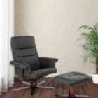 Tv Armchair With Stool Model 1 - Brown Synthetic Leather