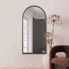 Mirroroutlet Arcus - Black Framed Arched Leaner/Wall Mirror 55" X 27.5" (140Cm X 70Cm)