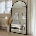 Mirroroutlet Arcus - Black Framed Arched Leaner/Wall Mirror 71" X 35" (180Cm X 90Cm)