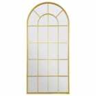 Mirroroutlet Arcus - Gold Metal Arched Window Leaner / Wall Mirror 71" X 33.5" (180X85Cm)