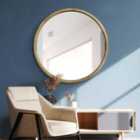 Mirroroutlet Naturalis - Solid Oak Round Deep Dish Framed Mirror 39" X 39" (100Cm X 100Cm)