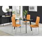 Furniture Box Malmo Glass and Black Leg Dining Table & 4 Mustard Milan Chrome Leg Chairs