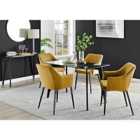 Furniture Box Malmo Glass and Black Leg Dining Table & 4 Mustard Calla Black Leg Chairs