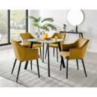 Furniture Box Seattle Glass and Black Leg Square Dining Table & 4 Mustard Calla Black Leg Chairs
