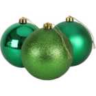10cm/3Pcs Christmas Baubles Shatterproof Dark Green,Tree Decorations