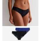 2 Pack Blue and Black Floral Lace Briefs