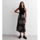 Black Rose Spot Print Satin Midaxi Skirt