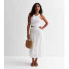 Petite White Broderie Tiered Midaxi Skirt