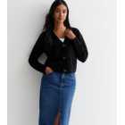 Black Knit Button Front Cardigan
