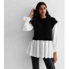 Cameo Rose Black 2 in 1 Knit Frill Shirt