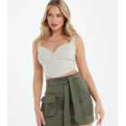 QUIZ Olive Belted Cargo Mini Skirt