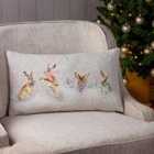 Evans Lichfield Snowy Hares Polyester Filled Cushion Multicolour