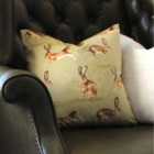 Evans Lichfield Country Running Hares Polyester Filled Cushion Sage