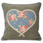 Paoletti Sweet Cottage Heart Polyester Filled Cushion Denim