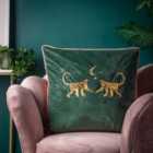 Wylder Tropics Dusk Monkey Polyester Filled Cushion Emerald