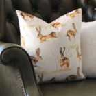 Evans Lichfield Country Running Hares Polyester Filled Cushion Taupe