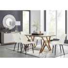 Furniture Box Taranto Oak Effect Dining Table and 6 Cream Pesaro Black Leg Chairs