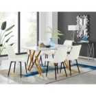 Furniture Box Taranto White High Gloss Dining Table and 6 Cream Pesaro Black Leg Chairs