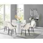 Furniture Box Palma White High Gloss Round Dining Table and 6 Cream Pesaro Black Leg Chairs