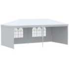 Outsunny 6 x 3 m Party Tent with Windows and Side Panels - White