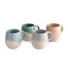 Barbary & Oak Set of 4 Colour Dipped Stoneware Mugs