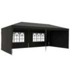 Outsunny 6 x 3 m Party Tent with Windows and Side Panels - Dark Grey