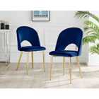 Furniture Box 2x Arlon Blue Velvet Gold Leg Dining Chairs