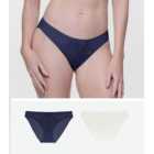 Dorina 2 Pack Navy and Off White Lace Front Briefs