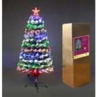 SHATCHI 5Ft/150cm Frosted Tips 8 Modes Fibre Optic Christmas Tree LED Pre-Lit