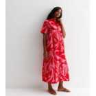 Maternity Red Abstract Print Midaxi Shirt Dress