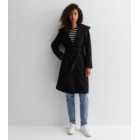 Tall Black Unlined Hooded Belted Coat