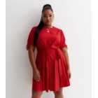 Curves Red Spot Belted Mini Dress