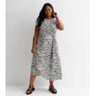 Curves White Abstract Print Knot Midaxi Smock Dress