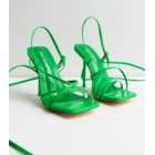Public Desire Green Strappy Stiletto Heel Sandals