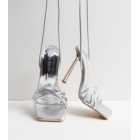 Public Desire Silver Strappy Stiletto Heel Sandals