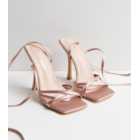 Public Desire Pink Satin Strappy Stiletto Heel Sandals