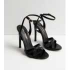 Public Desire Black Faux Croc Stiletto Heel Sandals