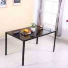 Living and Home Elegant Black Glass Dining Table - Sleek Design