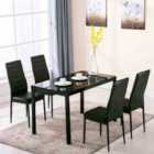 Living and Home Chic Black Glass Dining Table - Minimalistic Style
