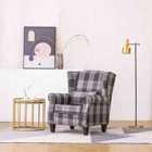 Living and Home Tartan Tub Chair With Wood Legs And Cushion