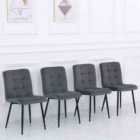 Living and Home Set Of 4 Modern Frosted Velvet Dining Chairs