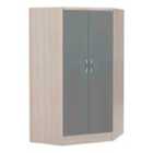Seconique Nevada 2 Door Corner Wardrobe - Grey Gloss/Light Oak Effect Veneer