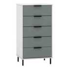 Seconique Madrid 5 Drawer Narrow Chest - Grey/White Gloss