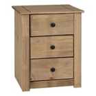 Seconique Panama 3 Drawer Bedside - Natural Wax