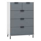 Seconique Madrid 3+2 Drawer Chest - Grey/White Gloss